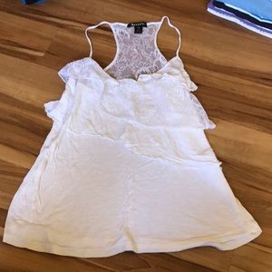 White tank top with lace overlay